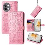 For vivo S18e Cat and Dog Embossed Leather Phone Case(Pink)