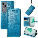 For vivo S18 Cat and Dog Embossed Leather Phone Case(Blue)
