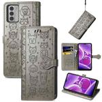 For Nokia G42 Cat and Dog Embossed Leather Phone Case(Grey)