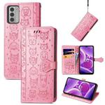 For Nokia G42 Cat and Dog Embossed Leather Phone Case(Pink)