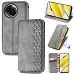 For Realme 11 5G Global Cubic Grid Pressed Magnetic Leather Phone Case(Grey)