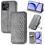 For Realme C53 Cubic Grid Pressed Magnetic Leather Phone Case(Grey)