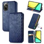 For  Realme C67 4G Cubic Grid Pressed Magnetic Leather Phone Case(Blue)
