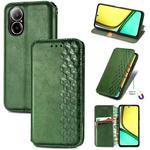 For  Realme C67 4G Cubic Grid Pressed Magnetic Leather Phone Case(Green)