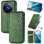 For Realme 12 Pro Cubic Grid Pressed Magnetic Leather Phone Case(Green)