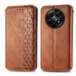 For Realme 12 Cubic Grid Pressed Magnetic Leather Phone Case(Brown)