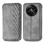 For Realme 12 Cubic Grid Pressed Magnetic Leather Phone Case(Grey)
