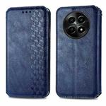 For Realme 12 Cubic Grid Pressed Magnetic Leather Phone Case(Blue)