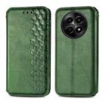 For Realme 12 Cubic Grid Pressed Magnetic Leather Phone Case(Green)