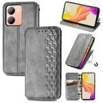 For vivo Y78 Cubic Grid Pressed Magnetic Leather Phone Case(Grey)