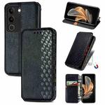 For vivo S17 Cubic Grid Pressed Magnetic Leather Phone Case(Black)