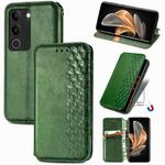 For vivo S17 Cubic Grid Pressed Magnetic Leather Phone Case(Green)