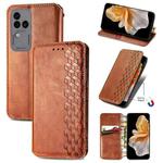 For vivo S18 Pro Cubic Grid Pressed Magnetic Leather Phone Case(Brown)