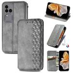 For vivo S18 Pro Cubic Grid Pressed Magnetic Leather Phone Case(Grey)