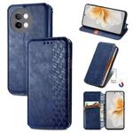 For vivo S18e Cubic Grid Pressed Magnetic Leather Phone Case(Blue)