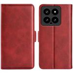 For Xiaomi 14 Dual-side Magnetic Buckle Horizontal Flip Leather Phone Case(Red)