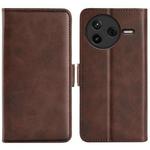 For Redmi K80 / Poco F7 Pro Dual-side Magnetic Buckle Horizontal Flip Leather Phone Case(Brown)