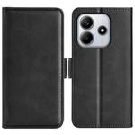 For Redmi Note 14 4G 164.84mm Dual-side Magnetic Buckle Horizontal Flip Leather Phone Case(Black)