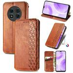 For Ulefone Note 15 Cubic Grid Pressed Magnetic Leather Phone Case(Brown)