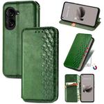 For  ASUS Zenfone 10 Cubic Grid Pressed Magnetic Leather Phone Case(Green)