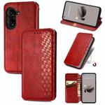 For  ASUS Zenfone 10 Cubic Grid Pressed Magnetic Leather Phone Case(Red)