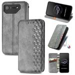 For ASUS ROG Phone 7 Cubic Grid Pressed Magnetic Leather Phone Case(Grey)