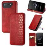 For ASUS ROG Phone 7 Cubic Grid Pressed Magnetic Leather Phone Case(Red)