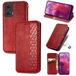 For OnePlus 12R Cubic Grid Pressed Magnetic Leather Phone Case(Red)