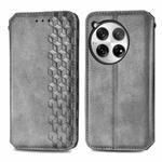 For OnePlus 12 Cubic Grid Pressed Magnetic Leather Phone Case(Grey)