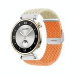 For Huawei Watch GT4 41mm Integrated Buckle Braided Nylon Watch Band(Starlight+Orange)