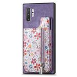 For Samsung Galaxy Note10+ Retro Painted Zipper Wallet Back Phone Case(Purple)