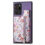 For Samsung Galaxy Note20 Ultra Retro Painted Zipper Wallet Back Phone Case(Purple)