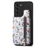 For Samsung Galaxy S21 5G Retro Painted Zipper Wallet Back Phone Case(Black)