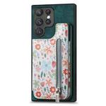 For Samsung Galaxy S22 Ultra 5G Retro Painted Zipper Wallet Back Phone Case(Green)