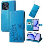 For Realme C53 Four-leaf Clasp Embossed Buckle Leather Phone Case(Blue)