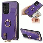 For Samsung Galaxy A13 4G Cross Leather Ring Vertical Zipper Wallet Back Phone Case(Purple)