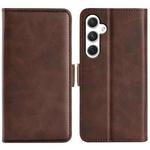 For Samsung Galaxy S24+ 5G Dual-side Magnetic Buckle Horizontal Flip Leather Phone Case(Brown)