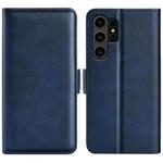 For Samsung Galaxy S24 Ultra 5G Dual-side Magnetic Buckle Horizontal Flip Leather Phone Case(Dark Blue)