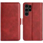 For Samsung Galaxy S24 Ultra 5G Dual-side Magnetic Buckle Horizontal Flip Leather Phone Case(Red)