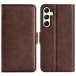 For Samsung Galaxy A35 Dual-side Magnetic Buckle Horizontal Flip Leather Phone Case(Brown)