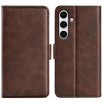 For Samsung Galaxy S24 FE 5G Dual-side Magnetic Buckle Horizontal Flip Leather Phone Case(Brown)