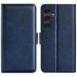 For Samsung Galaxy S25 5G Dual-side Magnetic Buckle Horizontal Flip Leather Phone Case(Dark Blue)