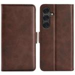 For Samsung Galaxy S25+ 5G Dual-side Magnetic Buckle Horizontal Flip Leather Phone Case(Brown)