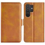 For Samsung Galaxy S25 Ultra 5G Dual-side Magnetic Buckle Horizontal Flip Leather Phone Case(Yellow)