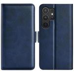 For Samsung Galaxy S25 Ultra 5G Dual-side Magnetic Buckle Horizontal Flip Leather Phone Case(Dark Blue)