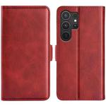For Samsung Galaxy S25 Ultra 5G Dual-side Magnetic Buckle Horizontal Flip Leather Phone Case(Red)
