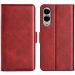 For Samsung Galaxy S25 Edge 5G Dual-side Magnetic Buckle Horizontal Flip Leather Phone Case(Red)