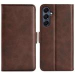 For Samsung Galaxy A17 5G Dual-side Magnetic Buckle Horizontal Flip Leather Phone Case(Brown)