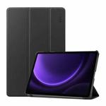 For Samsung Galaxy Tab S9 FE ENKAY Tri-fold Custer Texture Leather Smart Tablet Case(Black)