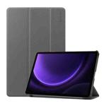 For Samsung Galaxy Tab S9 FE ENKAY Tri-fold Custer Texture Leather Smart Tablet Case(Grey)